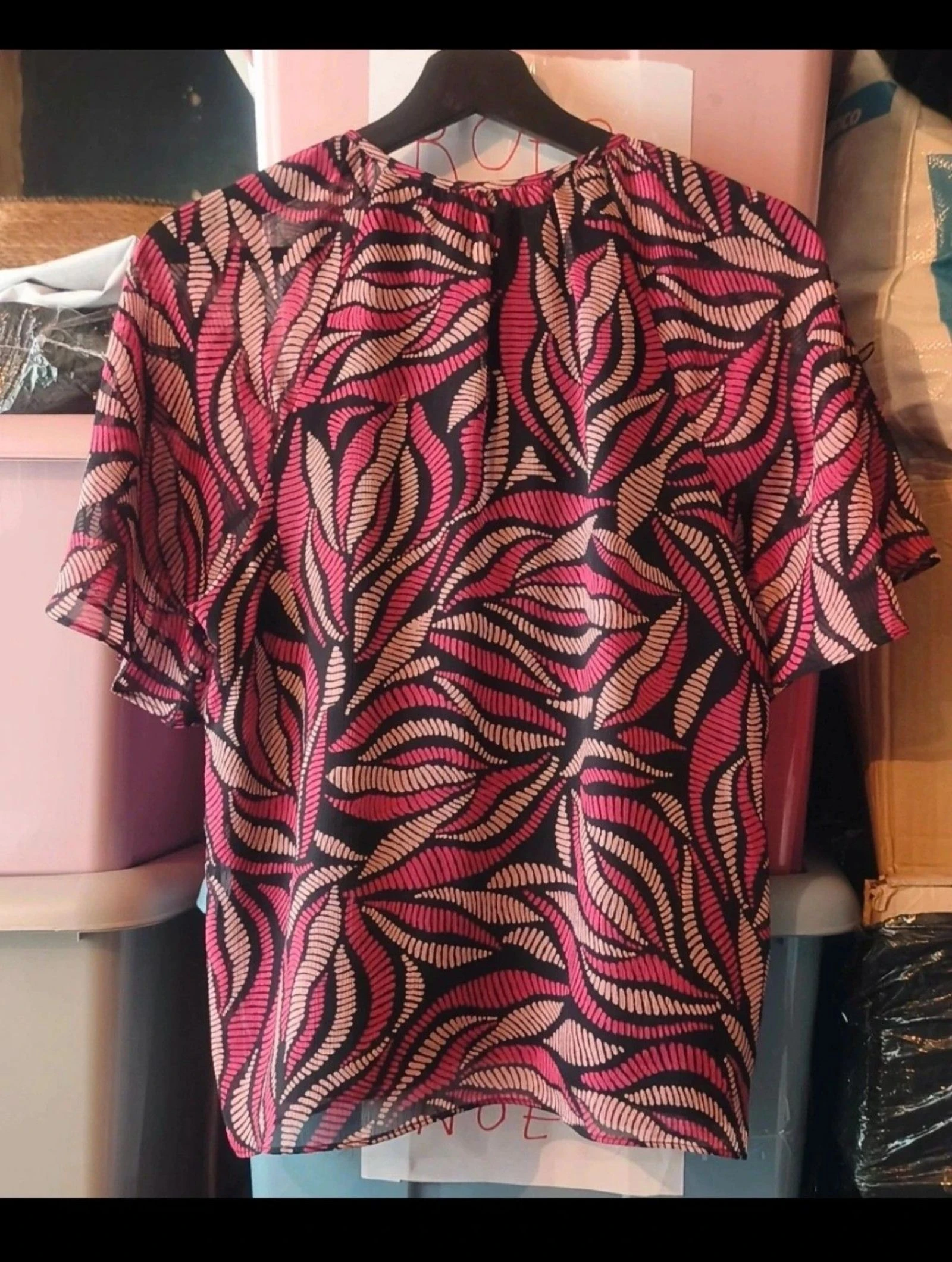 Blouse NAF NAF Neuve avec Étiquette (Taille 38/M) - Imprimé Fuchsia/Noir – photo 8